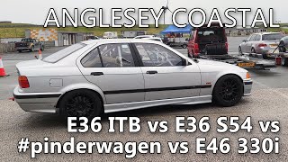 E36 ITB vs E36 S54 vs #pinderwagen vs E46 330i Anglesey 2nd June 2021