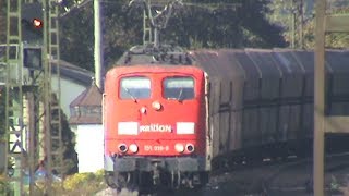 Züge bei Kamp Bornhofen am Rhein, 101, 2x 151, 145, 6x 185, SBB Cargo Re421, 460, 2x 428