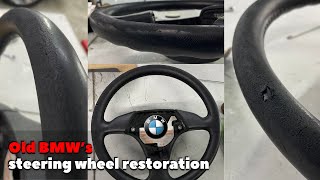 AMAZING repair of old BMW leather steering wheel. ASMR restoration video. How to restore leather