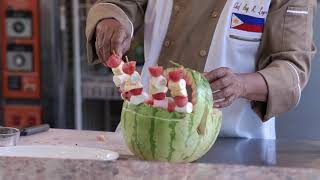 Chef Boy Yum Yum ni Idol E13 Dessert Kebab Skewer in Watermelon Basket