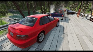 Bridge Exposive Barrel Accident [ BestCrash ] BeamNG drive