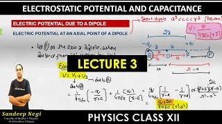 ELECTRIC POTENTIAL AT AN AXIAL POINT OF A DIPOLE EQUATORIAL AT ANY GENERAL POINT CLASS 12 PHYSICS