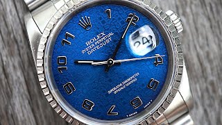 INCREDIBLE Rolex Datejust w BLUE JUBILEE dial - ref 16220, cal 3135 from 1991 - all original