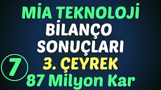 MİA TEKNOLOJİ BİLANÇO #mıatk - 3. ÇEYREK - 87 Milyon Kar #borsa #hisse #bilanço #miatk #MIATK