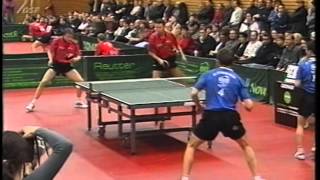 Tischtennis Bundesliga:Tan Ruiwu Slobodan Grujic vs Vladimir Samsonov Jörg Roßkopf Jan 2000