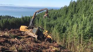 Skidder Tigercat 635D with Winch on Steep Slope Logging