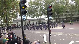 Changing of the Guards Band of the Irish Guards from Wellington Barracks to Buckingham Palace