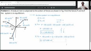 Problem 1- EQUILIBRIUM SYSTEM OF COPLANER FORCES / Engineering Mechanics