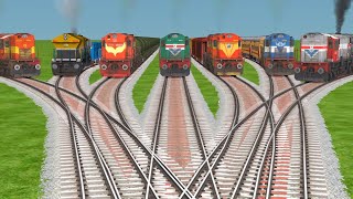 Seven Railgadi Crossing On Bumpy Forket  Branched Railroad Track Trains Simulator Classic game