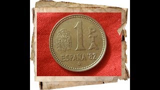 █▬█ █ ▀█▀ old coin 1 Peseta Espana 1982  una peseta Juan Carlos 1 rey de Spain Песета монета Испании