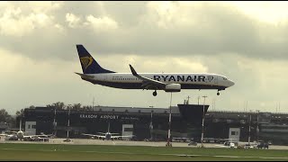 HARD LANDING!!! Ryanair (BUZZ)  Boeing 737-800 landing at Krakow Balice Airport