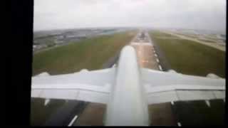 Airbus A380 crosswind landing - Tail cam