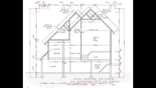 Tutorial Villa Cross Section in AUTO-CAD with complete details for beginners