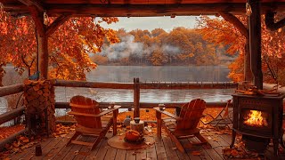 Cozy Fall Porch - Piano, Fireplace and Birds for Relaxation and Rest