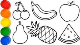 Fruits Drawing, Coloring and Painting for Kids and Toddlers,5