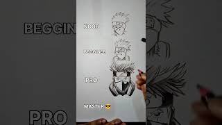 Drawing Kakashi Hatake in different levels 🔥!#shorts #art #anime #viral