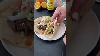 Citrus Garlic Shredded Beef Tacos