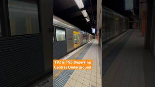 #sydneytrains Tangara Sets T92 & T93 Departing Central Underground #shorts #sydneytrainsvlogs