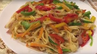 Stir Fried Flat Noodles With Vegetables