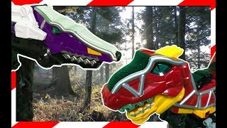 파워레인저 다이노포스 티라노킹 vs 프레즈킹 숲속의 대 격돌!! power rangers dino charge in forest! [토이스테이션]