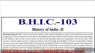 BHIC 103 Solved Assignment 2023-24 | BHIC 103 Solved Assignment 2023-2024 In English | BHIC 103 BAG