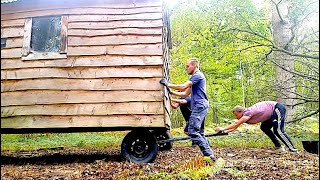 MOVING CREAKING HUT OUT OF WOODS