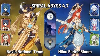 C0 Navia National F2P Team | C0 Nilou Furina Bloom | New Spiral Abyss 4.7 Floor 12 | Genshin Impact