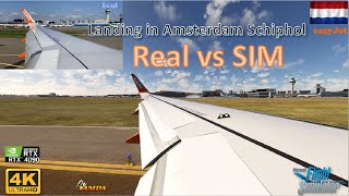 FS 2020- EHAM Amsterdam Schiphol  - REAL vs SIM-  Landing Passenger Cabin View A320-200   EasyJet