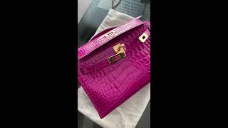 What Fits Hermes Mini Kelly / Review Hermes Kelly Pochette /Hermes Rose Scheherazade  Color Code J5