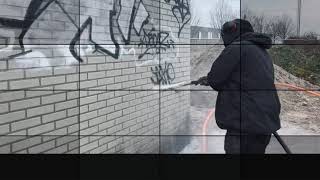 Graffiti verwijderen Softstralen icm glas