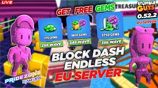 🟢EU Stumble guys live Get 5750 GEMS Wave Challenge😎🤗 #stumbleguyslive #bd #blockdash #euserver