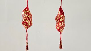 How to use red angbao make CNY FAN LANTERN ornaments (Fun & Easy Origami) 简单折纸剪纸手工【怎样用红包封做漂亮的贝壳装饰品】