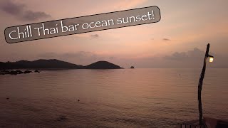 Ocean sunset from Thai pier bar, Koh Mak, Thailand, April 2022, 4K