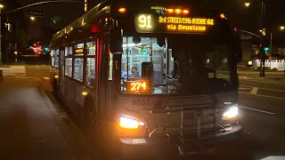 San Francisco MUNI 2016 New Flyer Xcelsior XDE40 8833 on route 91 3rd St./19th Ave. Owl