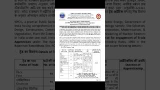 NPCIL Rajasthan Apprenticeship 2024#shortsfeed#youtubeshorts #jobs #itivacancy #shorts