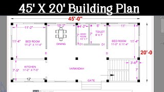 Building plan 45ft. X 20ft.  how to draw building plan