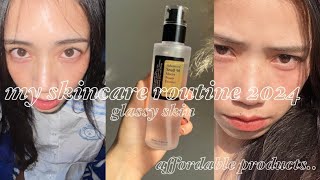 My skincare routine | glowy + glassy skin , affordable products| 2024 |