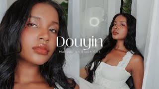 DOUYIN MAKEUP ON BLACK GIRL 👧🏾 ☁️✨