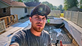 Pouring concrete floor for vinyl liner pool -DIY Coming soon! [Swimming pool Construction]