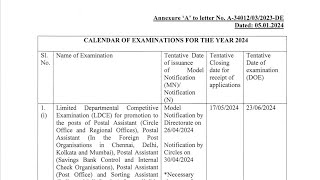 OFFICIAL EXAM CALENDAR RELEASED BY DOP | 2024 LDCE