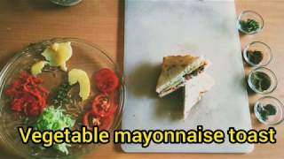 Easy Vegetable Mayo Sandwich | Mayo Veggies & Bread,  mayonnaise sandwich on tawa