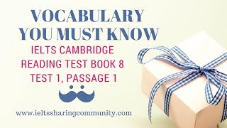 VOCABULARY YOU MUST KNOW- IELTS CAMBRIDGE READING BOOK 8, TEST 1, PASSAGE 1