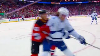 Curtis Lazar Hit on Conor Geekie | New Jersey Devils vs Tampa Bay  Lightning 2024 NHL Highlights