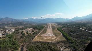 Helicopter landing at Calvi Airfield in Corsica