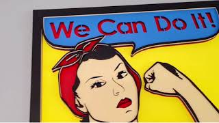 Quadro Decorativo 3D Sala Quarto Feminismo Rosie the Riveter - We Can Do It !!!!  - ARTMEA