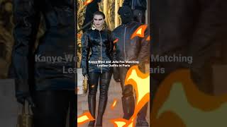 Kanye West and Julia Fox Matching Leather Outfits in Paris