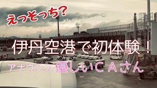 【珍体験】えっ、そっち！？伊丹空港では初めての体験！ CAアナウンスと一緒にお楽しみください。日本航空JALフライト動画