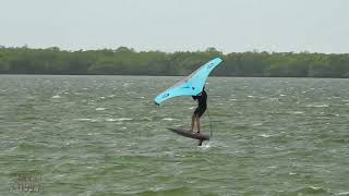 Wellington Point Qld too windy Wingfoiling getting blown away