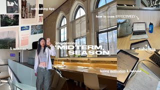 MIDTERM SEASON STUDY VLOG 📄₊˚🖇️✩ how to cram well, study and exam tips, balancing life and school