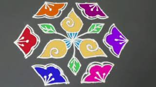 Rangoli / Kolam 11x6 |Rangoli Design|Simple Rangoli|easy Rangoli|Kolam with Dots/rangoli with dots